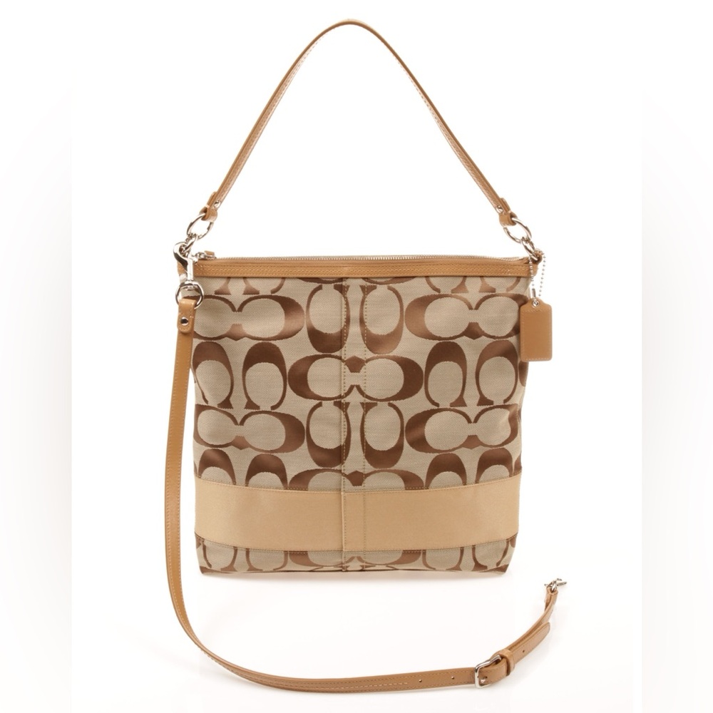 Coach Signature Stripe Large Convertible Shoulder Bag